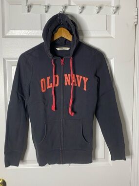 Old Navy Men’s Dark Blue Zip-Up Hoodie with Red Accents #5